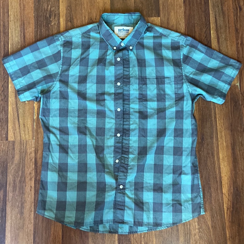 URBAN PIPELINE - TEAL, PLAID, BUTTON DOWN